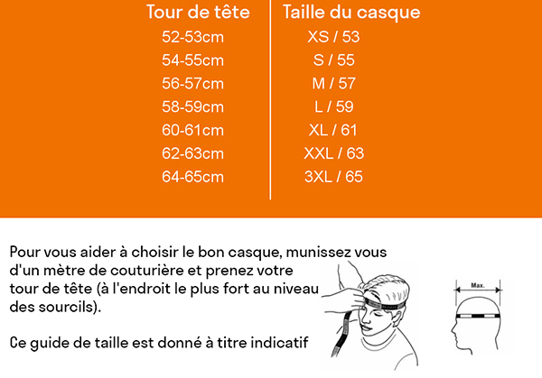 Guide des tailles casques Schuberth