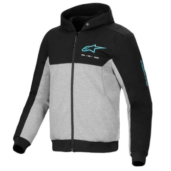 Sweat moto Alpinestars CHROME V2 SPORT HOODIE Black Gray Heather Turquoise Sweat moto Alpinestars CHROME V2 SPORT HOODIE Black Gray Heather Turquoise