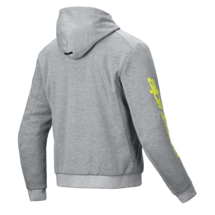 Motorcycle sweatshirt Alpinestars CHROME V2 SPORT HOODIE Gray Heather Fluo Yellow