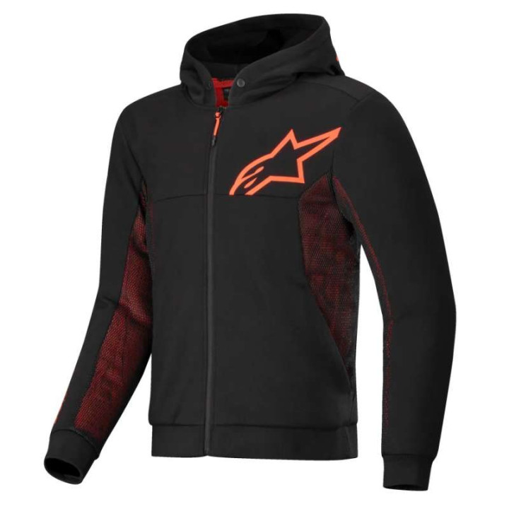 Alpinestars CHROME AIR SPORT HOODIE Black Red Fluo motorcycle sweatshirt