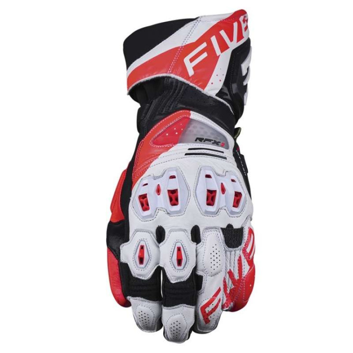 Five RFX1 EVO White/Red motorcycle racing gloves