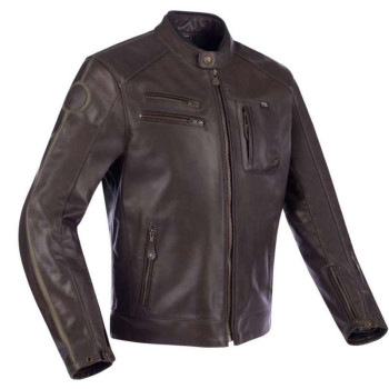 Blouson moto cuir Segura DEVON Marron/Kaki