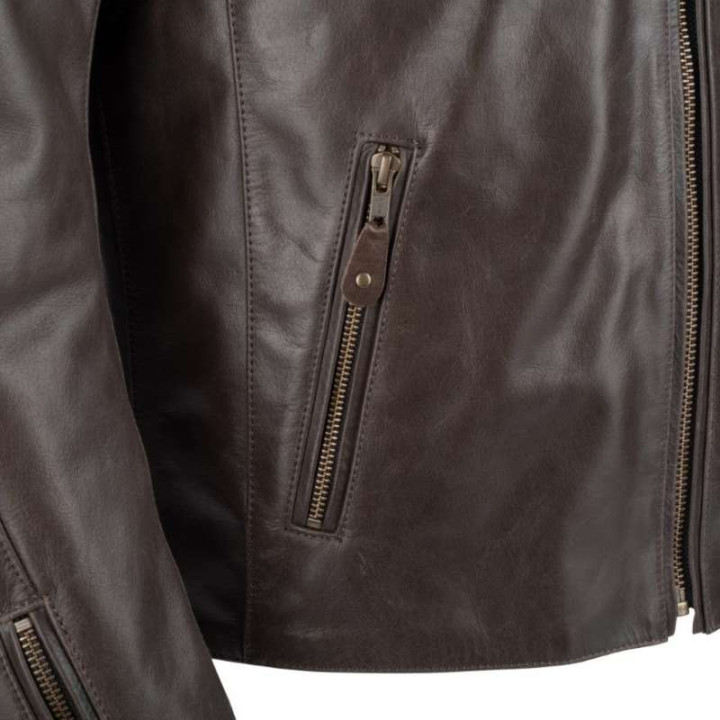 Blouson moto cuir Segura LAXEY MARRON