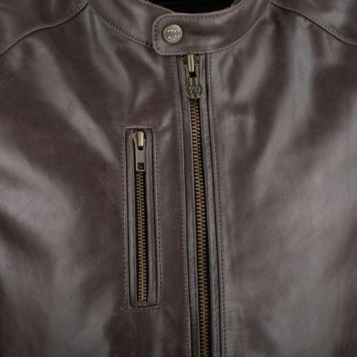 Blouson moto cuir Segura LAXEY MARRON