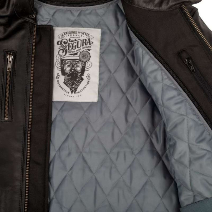 Blouson moto cuir Segura LAXEY NOIR