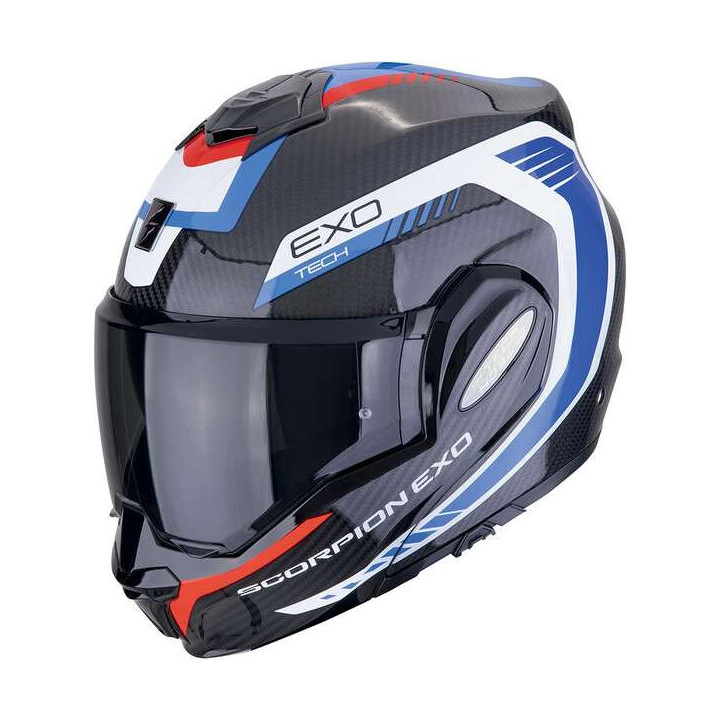 Casque moto modulable Scorpion EXO-TECH EVO CARBON COSY NOIR/BLEU/ROUGE