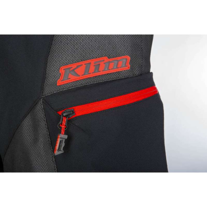 Pantalon moto Klim BAJA S4 Black / Fiery Red Jambes Courtes