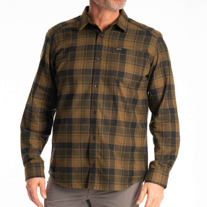 KLIM COTTONWOOD MIDWEIGHT FLANNEL Dark Olive / Black shirt KLIM COTTONWOOD MIDWEIGHT FLANNEL Dark Olive / Black shirt