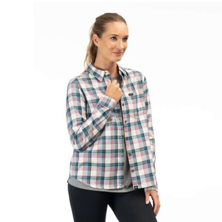 Chemise femme KLIM SUNLIGHT TRAIL MIDWEIGHT FLANNEL Snow White / Raspberry Radiance