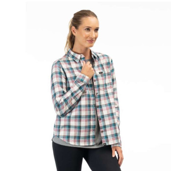 Chemise femme KLIM SUNLIGHT TRAIL MIDWEIGHT FLANNEL Snow White / Raspberry Radiance