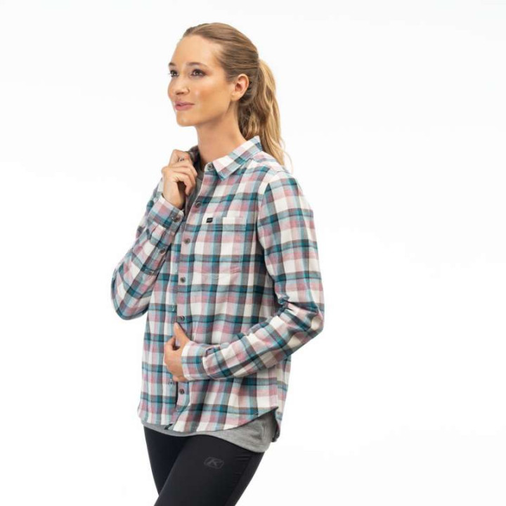 Chemise femme KLIM SUNLIGHT TRAIL MIDWEIGHT FLANNEL Snow White / Raspberry Radiance