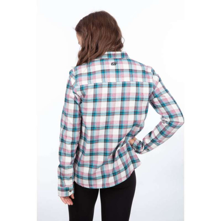 Chemise femme KLIM SUNLIGHT TRAIL MIDWEIGHT FLANNEL Snow White / Raspberry Radiance