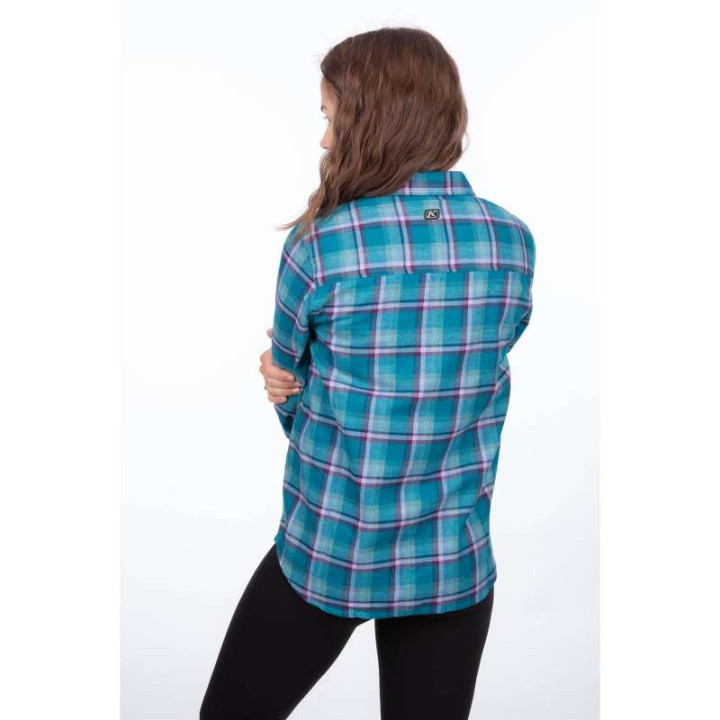 Chemise femme KLIM SUNLIGHT TRAIL MIDWEIGHT FLANNEL Deep Lagoon / Raspberry Radiance