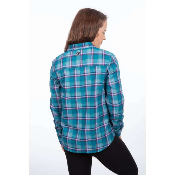 Chemise femme KLIM SUNLIGHT TRAIL MIDWEIGHT FLANNEL Deep Lagoon / Raspberry Radiance