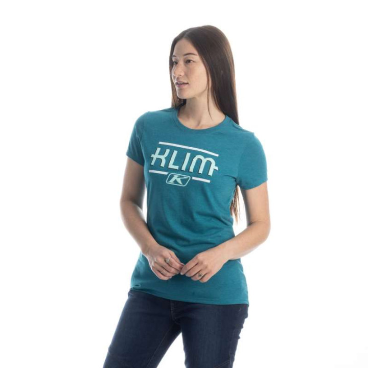 Tee-shirt femme Klim KUTE CORP SS T Heathered Teal / Beach Glass