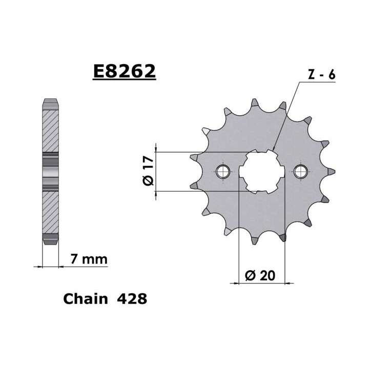 FE sprocket 15 teeth pitch 428 type E8262