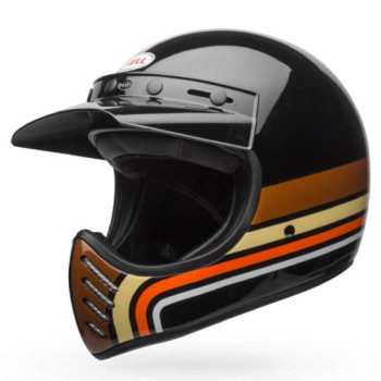 Casque moto rétro Bell MOTO-3 STRIPES Black/Orange