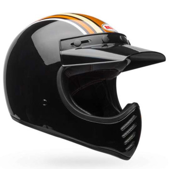 Casque moto rétro Bell MOTO-3 STRIPES Black/Orange