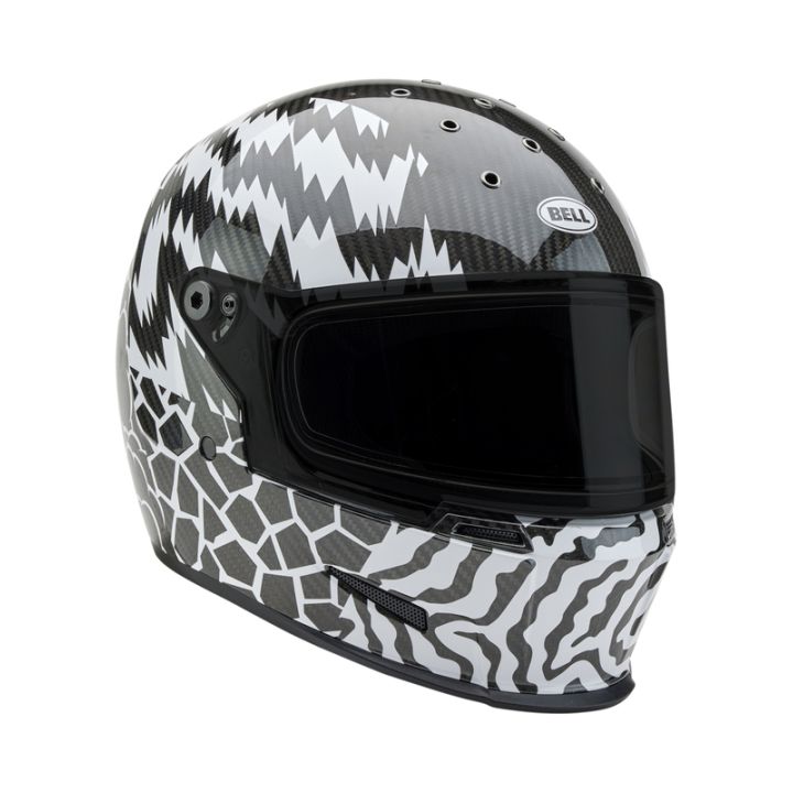 Casque moto Bell Eliminator Carbon Édition Limitée Death Spray - Noir Blanc Casque moto Bell Eliminator Carbon Édition Limitée Death Spray - Noir Blanc