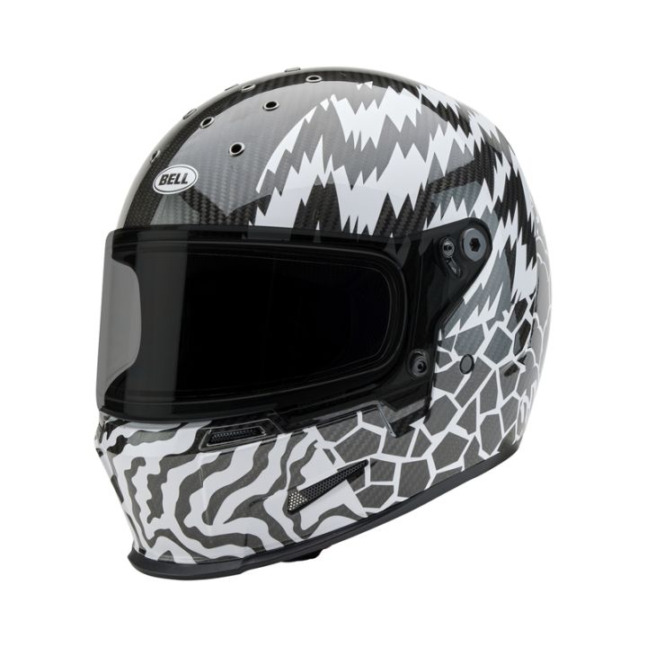 Casque moto Bell Eliminator Carbon Édition Limitée Death Spray - Noir Blanc Casque moto Bell Eliminator Carbon Édition Limitée Death Spray - Noir Blanc