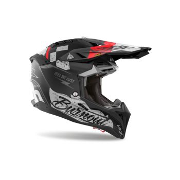 Casque moto cross Airoh  Aviator 3 Burnout - Noir Gris Rouge