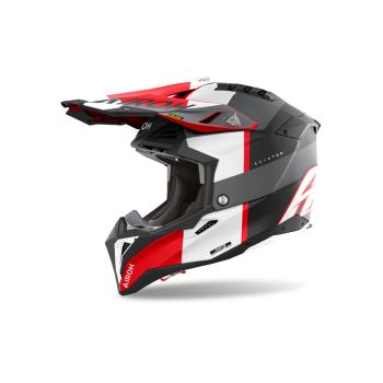 Casque moto cross Airoh  Aviator 3 Monarch - Gris Rouge Blanc