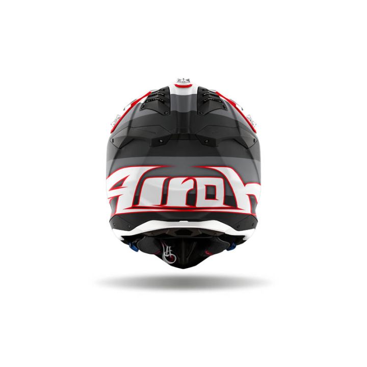 Casque moto cross AirohAviator 3 Monarch - Gris Rouge Blanc