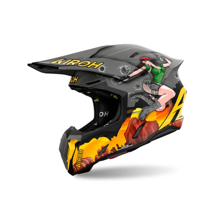 Casque moto cross AirohTwist 3 Adventure - Gris Jaune Casque moto cross AirohTwist 3 Adventure - Gris Jaune