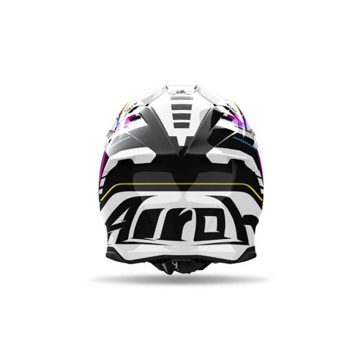 Casque moto cross AirohTwist 3 Rainbow - Blanc Violet Noir