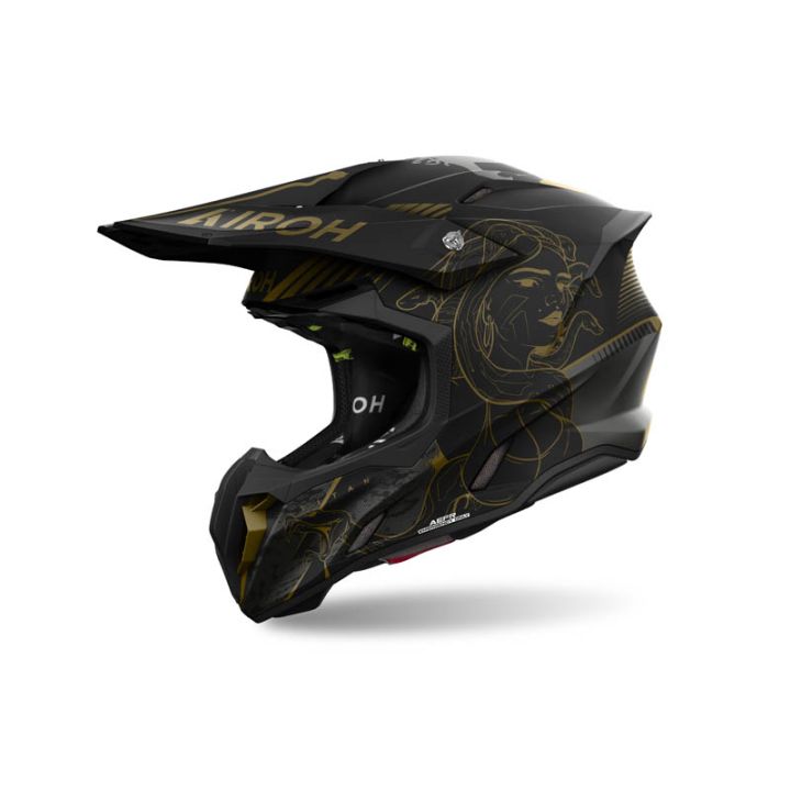Casque moto cross AirohTwist 3 Titan - Noir Or Casque moto cross AirohTwist 3 Titan - Noir Or