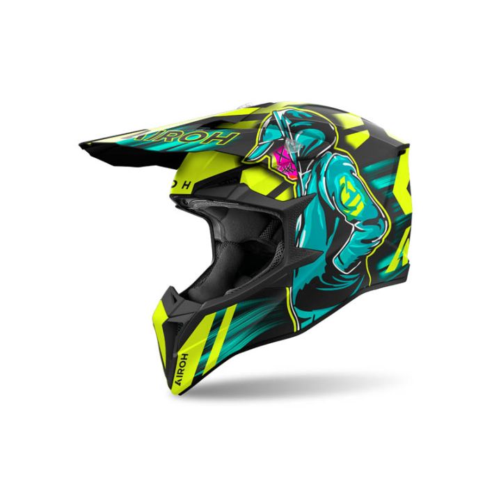 Casque moto cross AirohWraaap Cyber - Jaune Casque moto cross AirohWraaap Cyber - Jaune