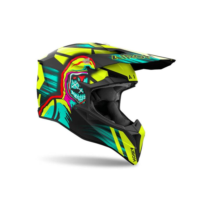 Casque moto cross AirohWraaap Cyber - Jaune