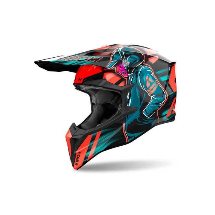 Casque moto cross AirohWraaap Cyber - Orange
