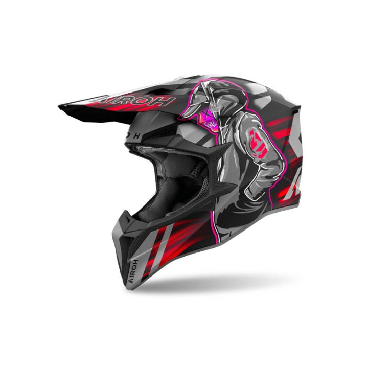Casque moto cross AirohWraaap Cyber - Rouge