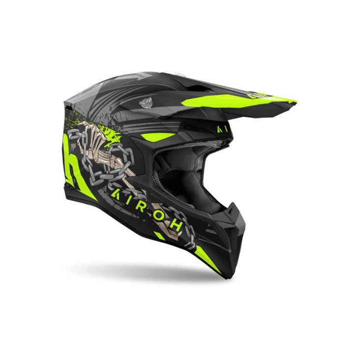 Casque moto cross AirohWraaap Darkness - Noir Jaune Casque moto cross AirohWraaap Darkness - Noir Jaune