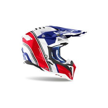 Casque moto cross Airoh  Aviator 3 Hima - Rouge Bleu