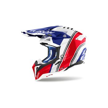 Casque moto cross Airoh  Aviator 3 Hima - Rouge Bleu