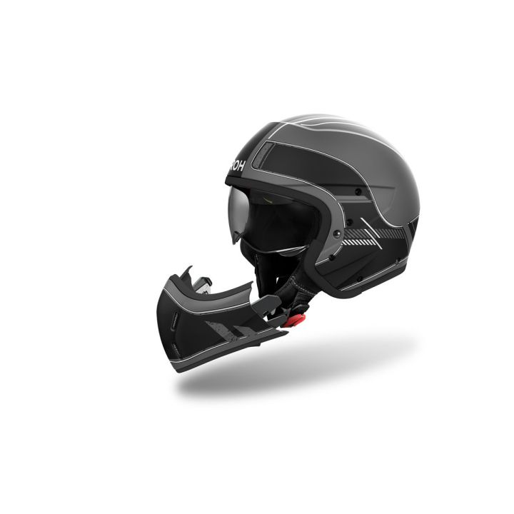 Casque moto modulable AirohJ 110 Raster - Noir Gris