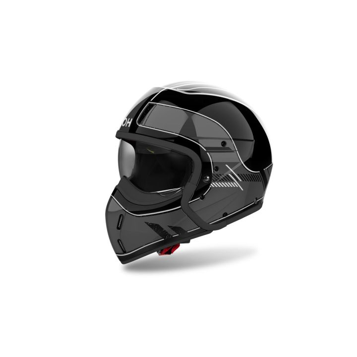 Casque moto modulable AirohJ 110 Raster - Noir Gris Brillant Casque moto modulable AirohJ 110 Raster - Noir Gris Brillant