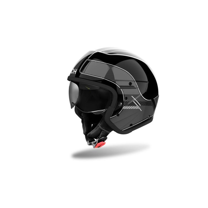 Casque moto modulable AirohJ 110 Raster - Noir Gris Brillant Casque moto modulable AirohJ 110 Raster - Noir Gris Brillant