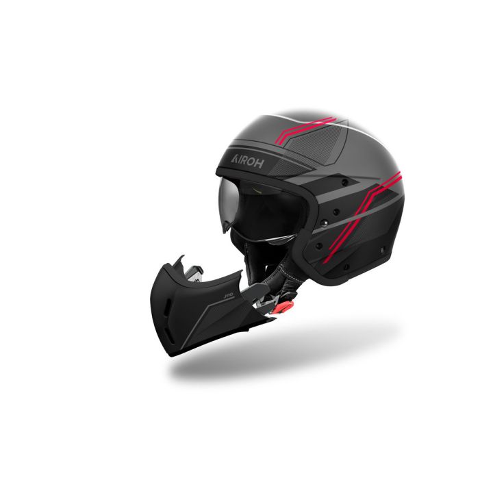 Casque moto modulable AirohJ 110 Slim - Rouge
