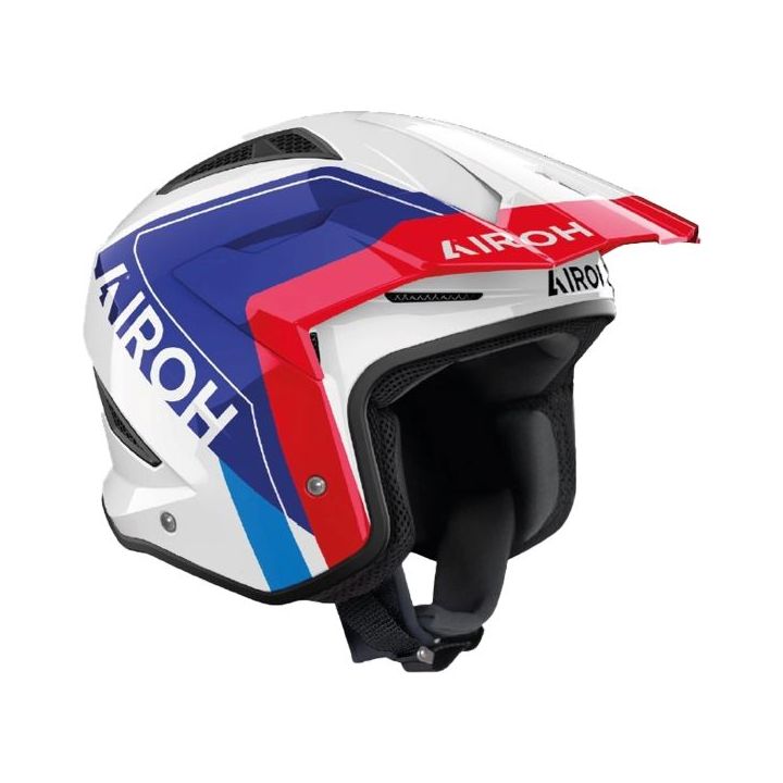 Casque moto jet AirohTRR II Hunt - Bleu Rouge
