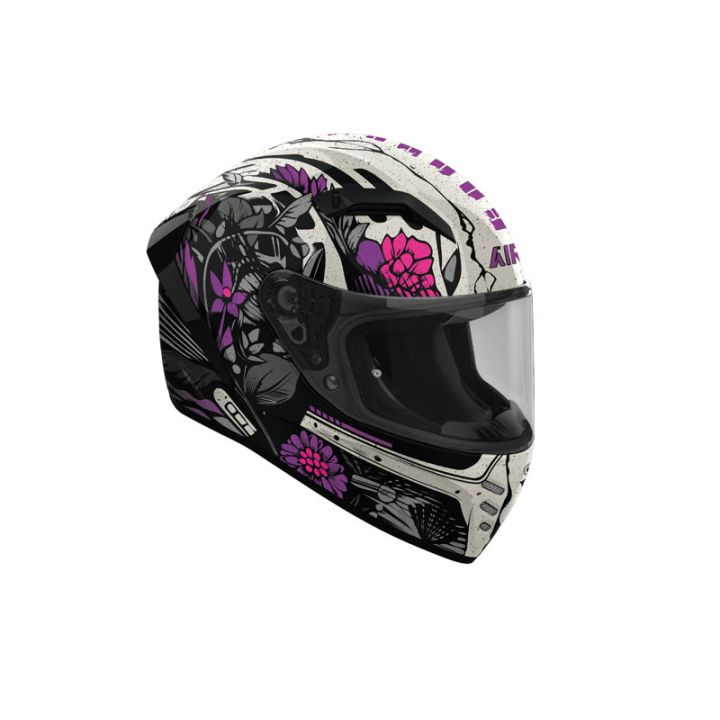 Casque moto Airoh 2026 Connor Bloom - Blanc Violet