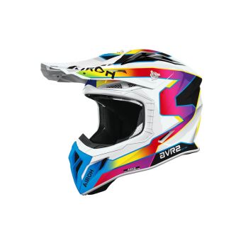 Casque moto cross Airoh 2026 Aviator Ace 2 Sunrise - Blanc Jaune Rouge Bleu