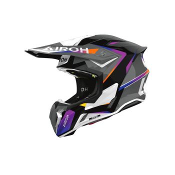 Casque moto cross Airoh 2026 Twist 3 Hustle - Gris Violet Orange