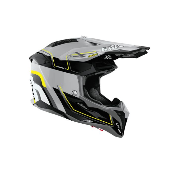 Casque moto cross Airoh 2026 Aviator 3 Leader - Jaune