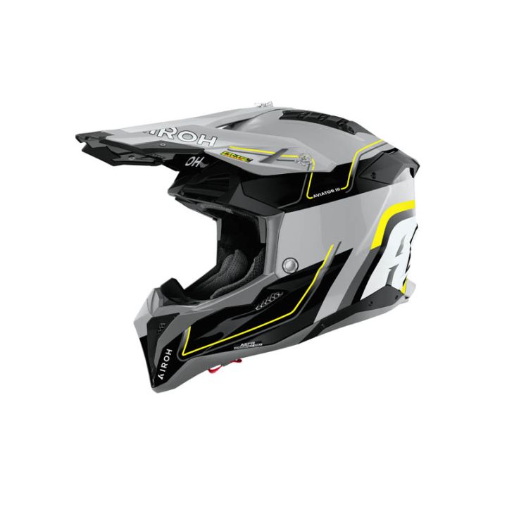 Casque moto cross Airoh 2026 Aviator 3 Leader - Jaune Casque moto cross Airoh 2026 Aviator 3 Leader - Jaune