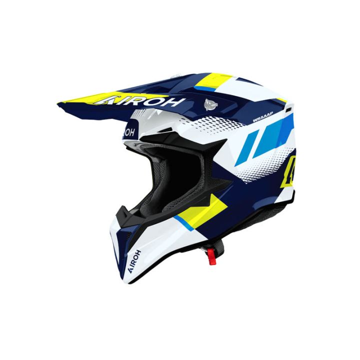 Casque moto cross Airoh 2026 Wraaap Vision - Jaune Bleu Casque moto cross Airoh 2026 Wraaap Vision - Jaune Bleu