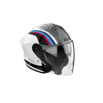 Casque moto jet Airoh  H 21 Arrow - Gris Blanc Bleu Rouge