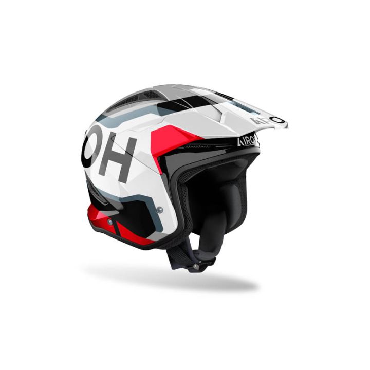 Casque moto jet AirohTRR II Hunt - Bleu Rouge